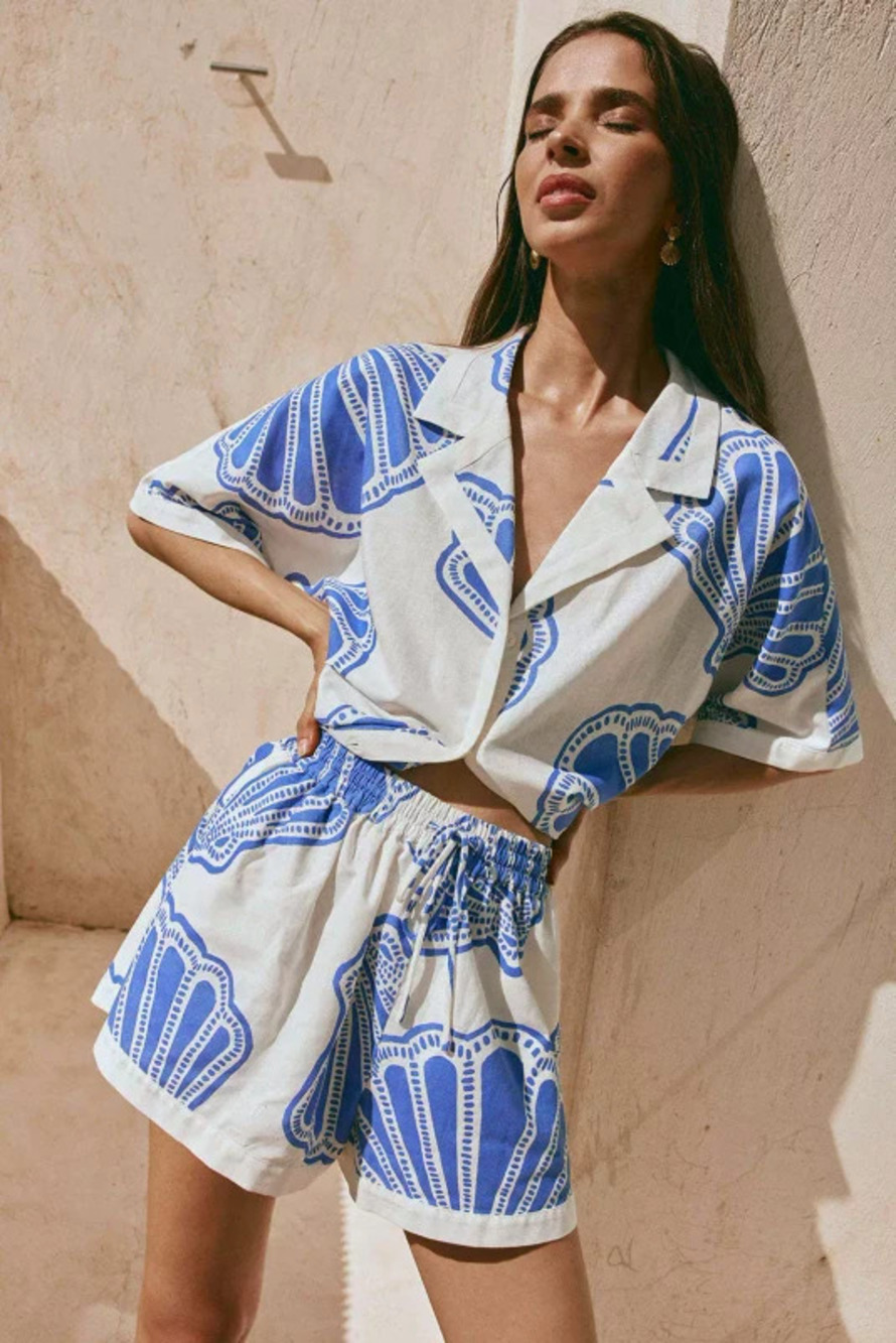 ZARA Elegant Relaxed Linen Short Top Shorts Set